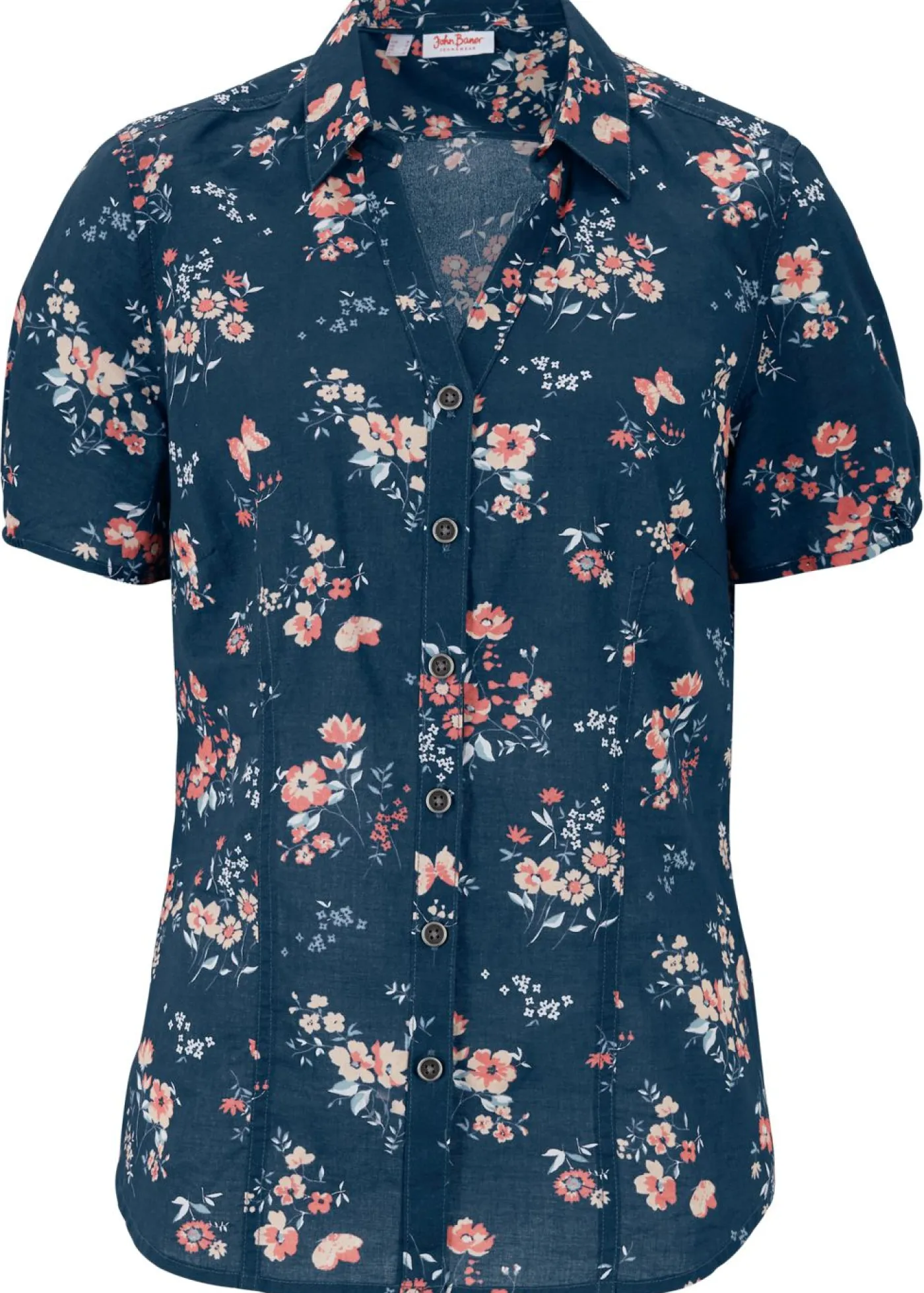 bonprix bonprix Camisas Y Blusas>Blusa estampada de manga corta Azul oscuro estampado