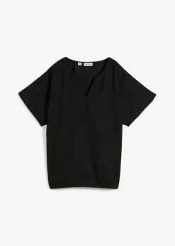 bonprix bonprix Camisas Y Blusas>Blusa holgada con dobladillo elástico Negro