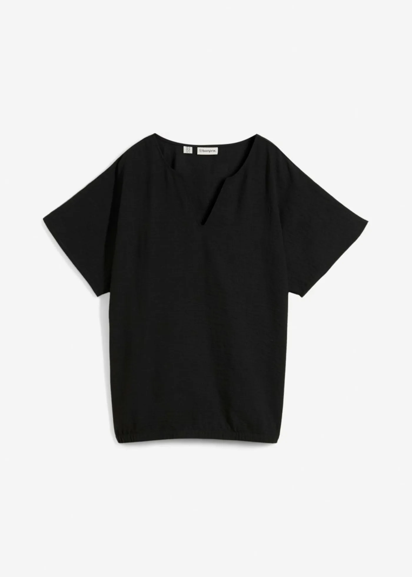 bonprix bonprix Camisas Y Blusas>Blusa holgada con dobladillo elástico Negro