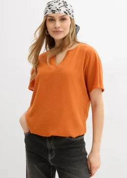 bonprix bonprix Camisas Y Blusas>Blusa holgada con dobladillo elástico Terracota