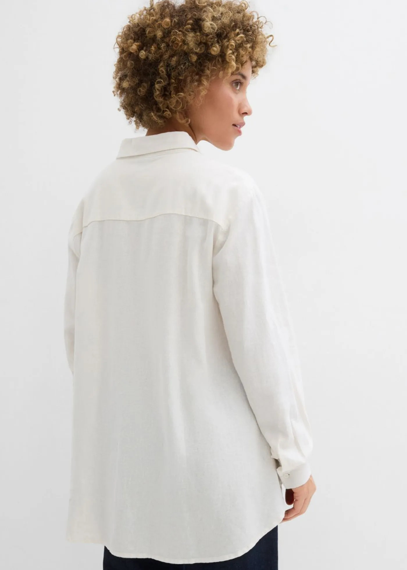 bonprix bonprix Camisas Y Blusas|Novedades>Blusa holgada de mezcla de lino Blanco lana