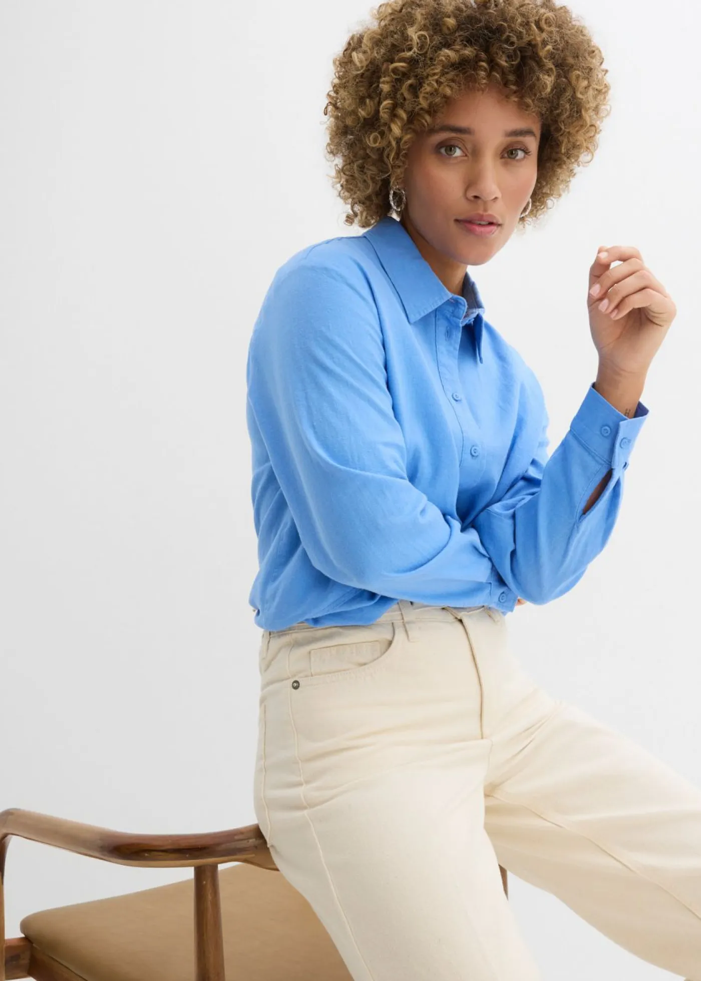 Mujer bonprix bonprix Blusa holgada de mezcla de lino