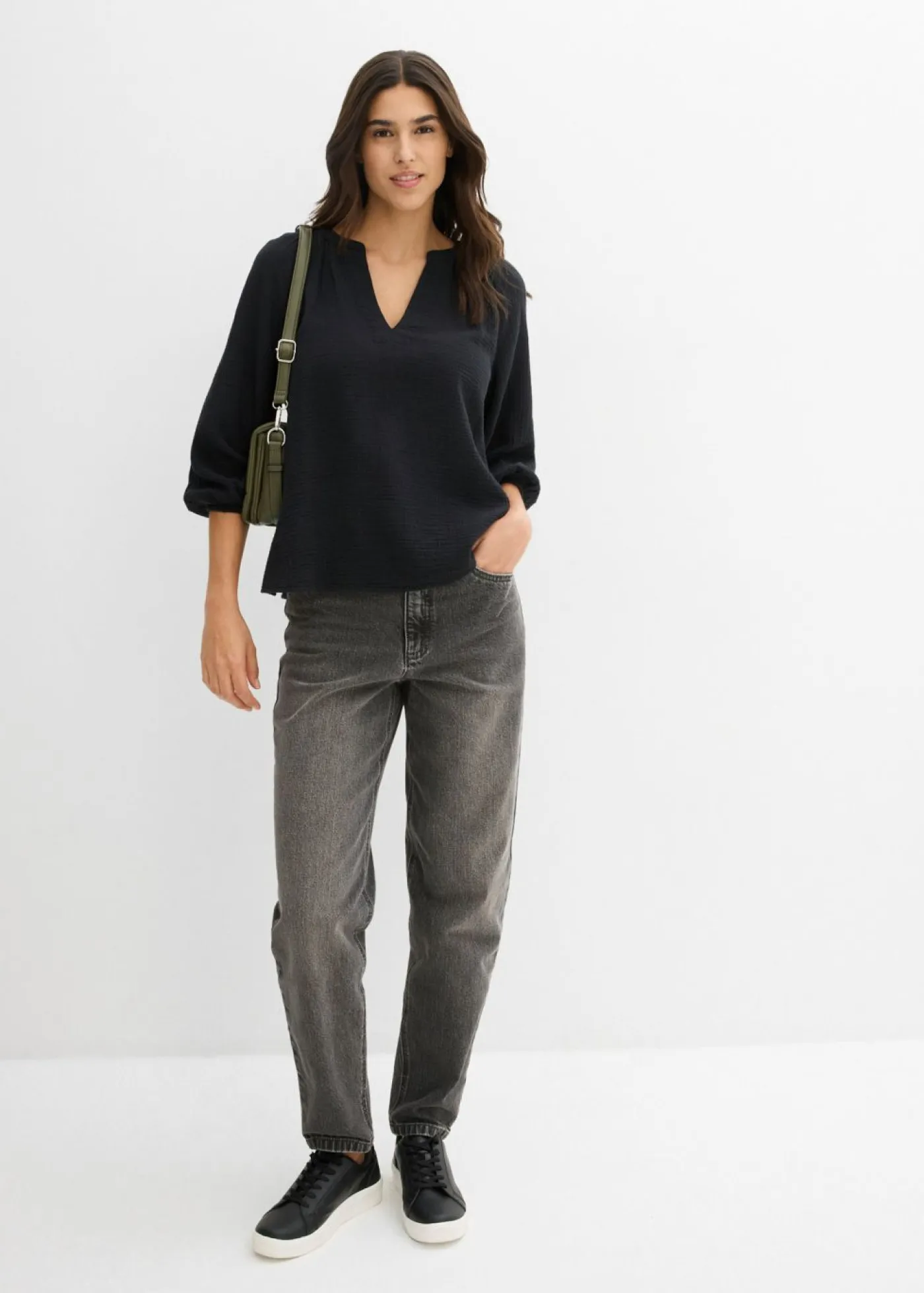 bonprix bonprix Camisas Y Blusas|Novedades>Blusa holgada de muselina Negro