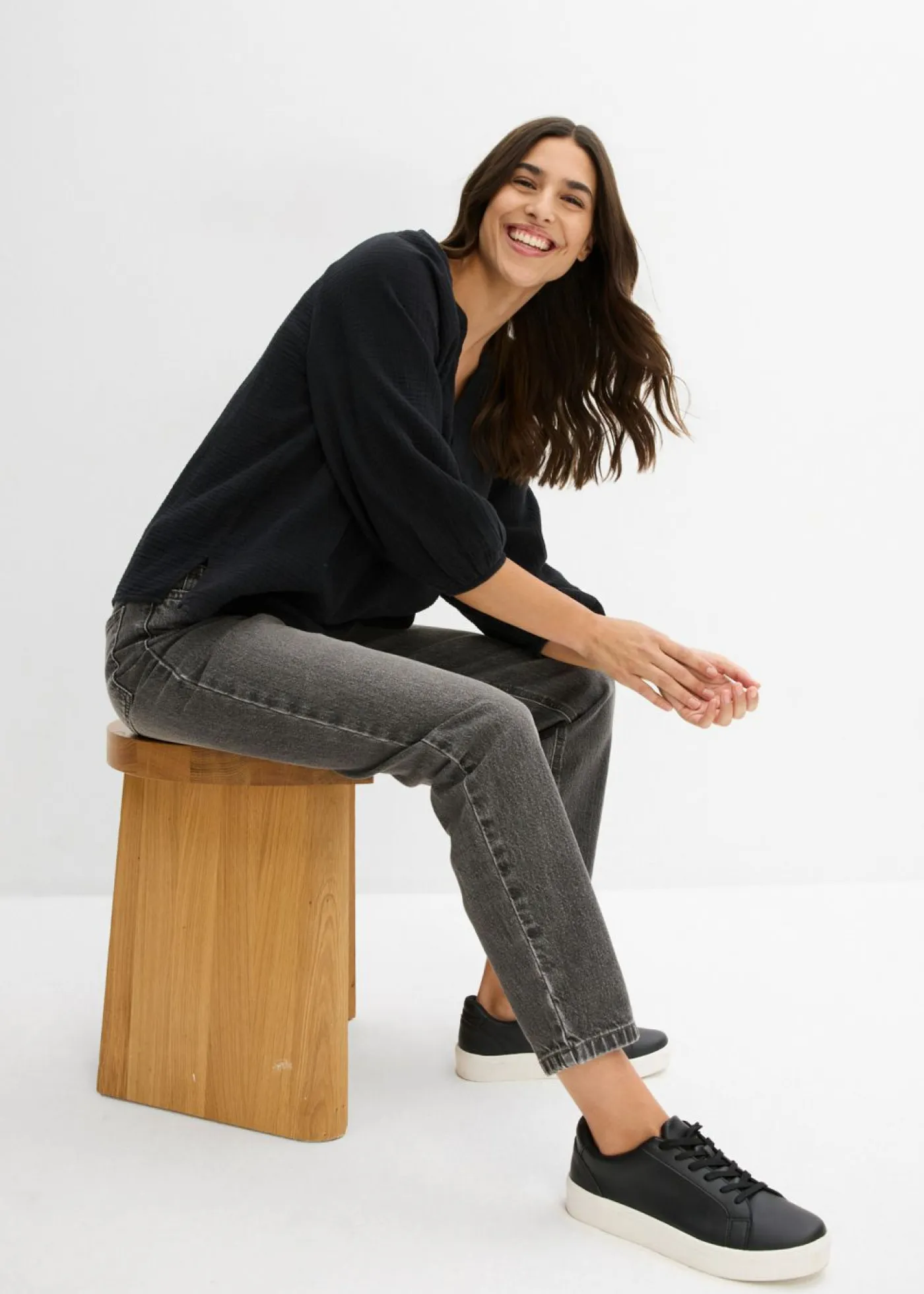 bonprix bonprix Camisas Y Blusas|Novedades>Blusa holgada de muselina Negro