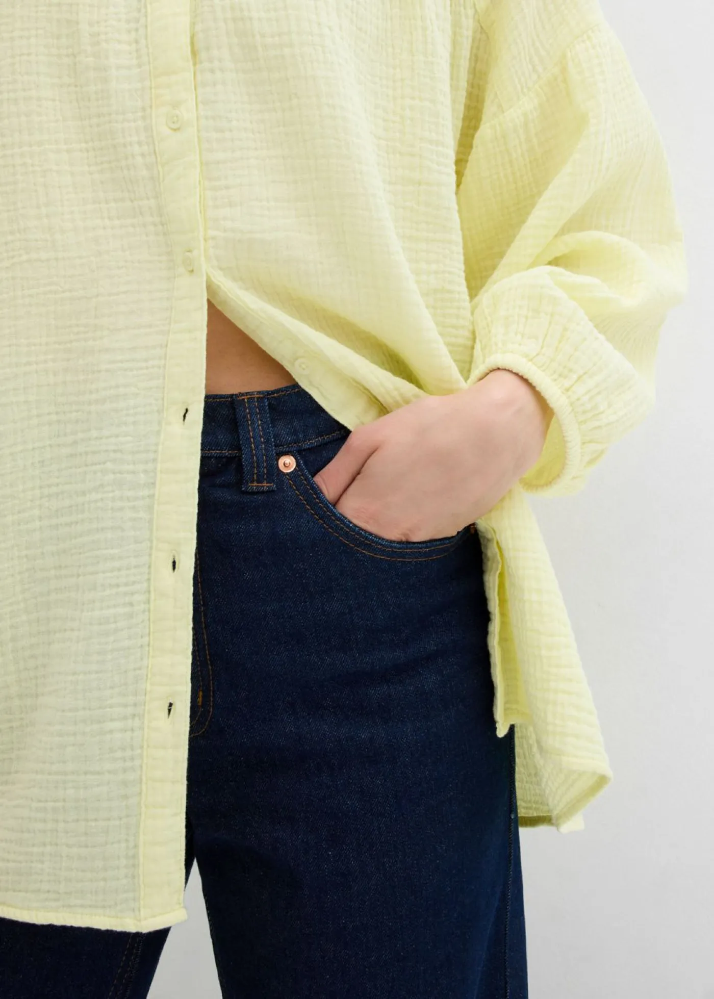 bonprix bonprix Camisas Y Blusas>Blusa holgada de muselina amarillo limón