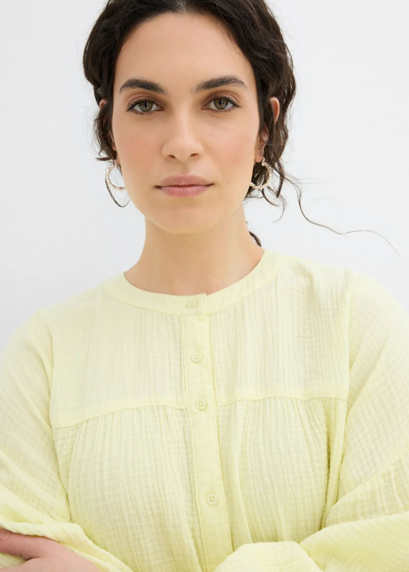 bonprix bonprix Camisas Y Blusas>Blusa holgada de muselina amarillo limón
