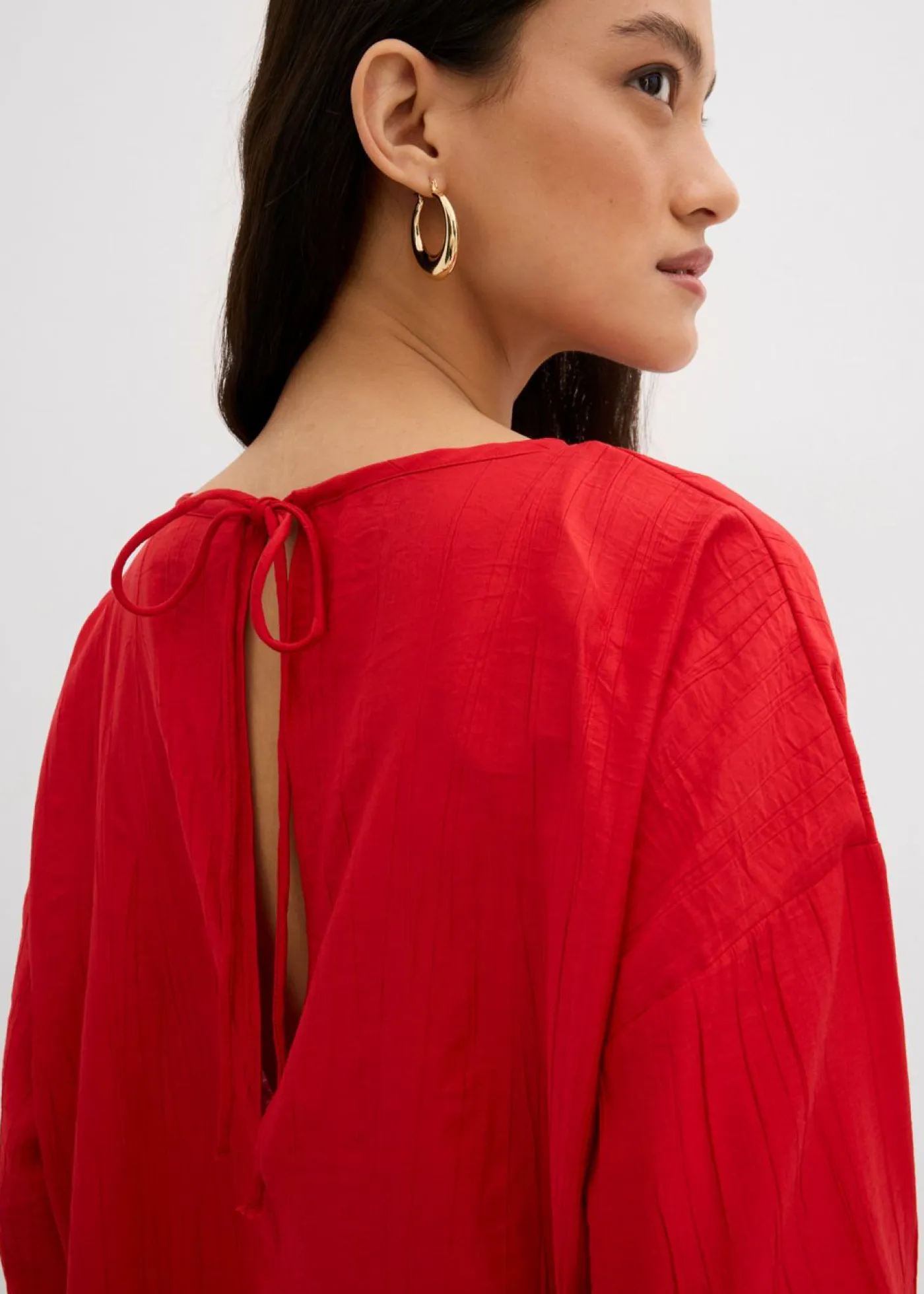 Mujer bonprix bonprix Blusa holgada tipo túnica de mezcla de viscosa arrugada con estructura