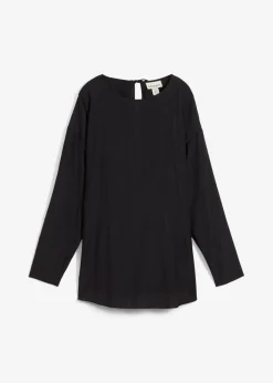 bonprix bonprix Conjuntos De Ropa|Esenciales>Blusa holgada tipo túnica de mezcla de viscosa arrugada con estructura Negro