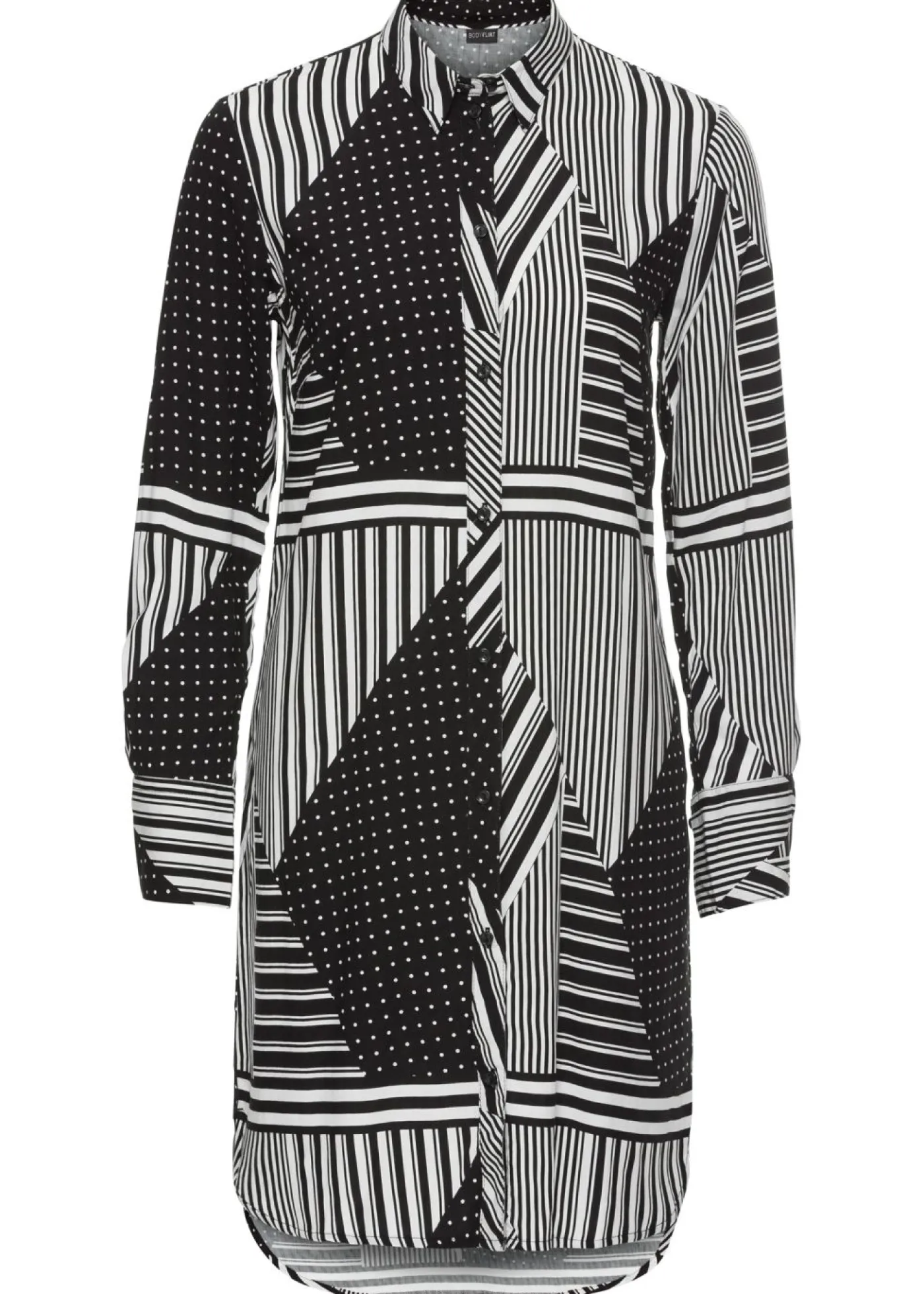 bonprix bonprix Camisas Y Blusas>Blusa larga Negro-blanco con estampado gráfico