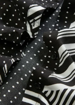 bonprix bonprix Camisas Y Blusas>Blusa larga Negro-blanco con estampado gráfico