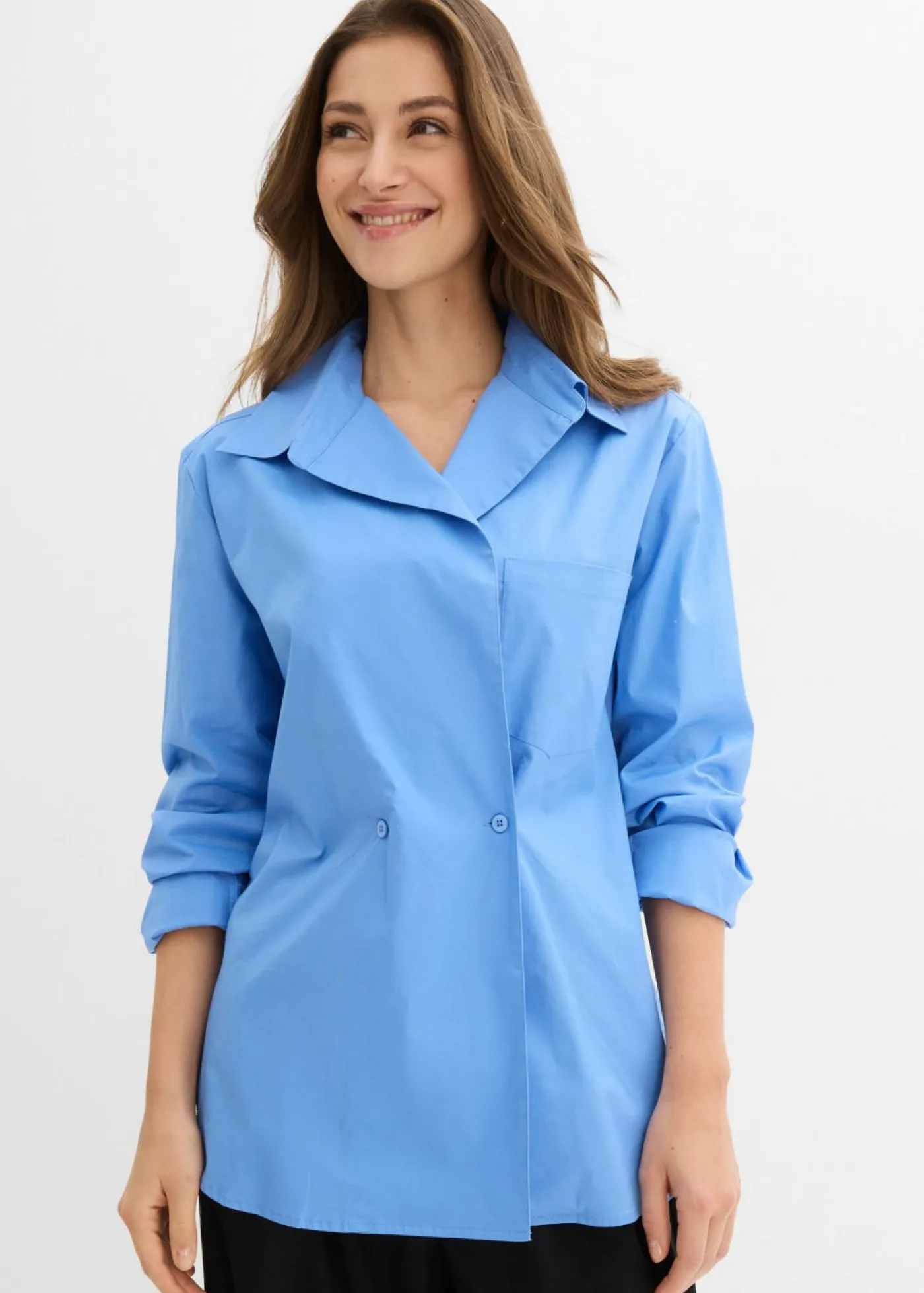 bonprix bonprix Camisas Y Blusas|Novedades>Blusa larga con escote en V azul provenzal