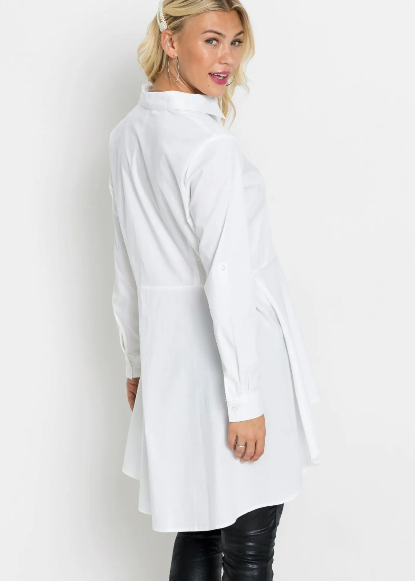 bonprix bonprix Camisas Y Blusas>Blusa larga con volante Blanco