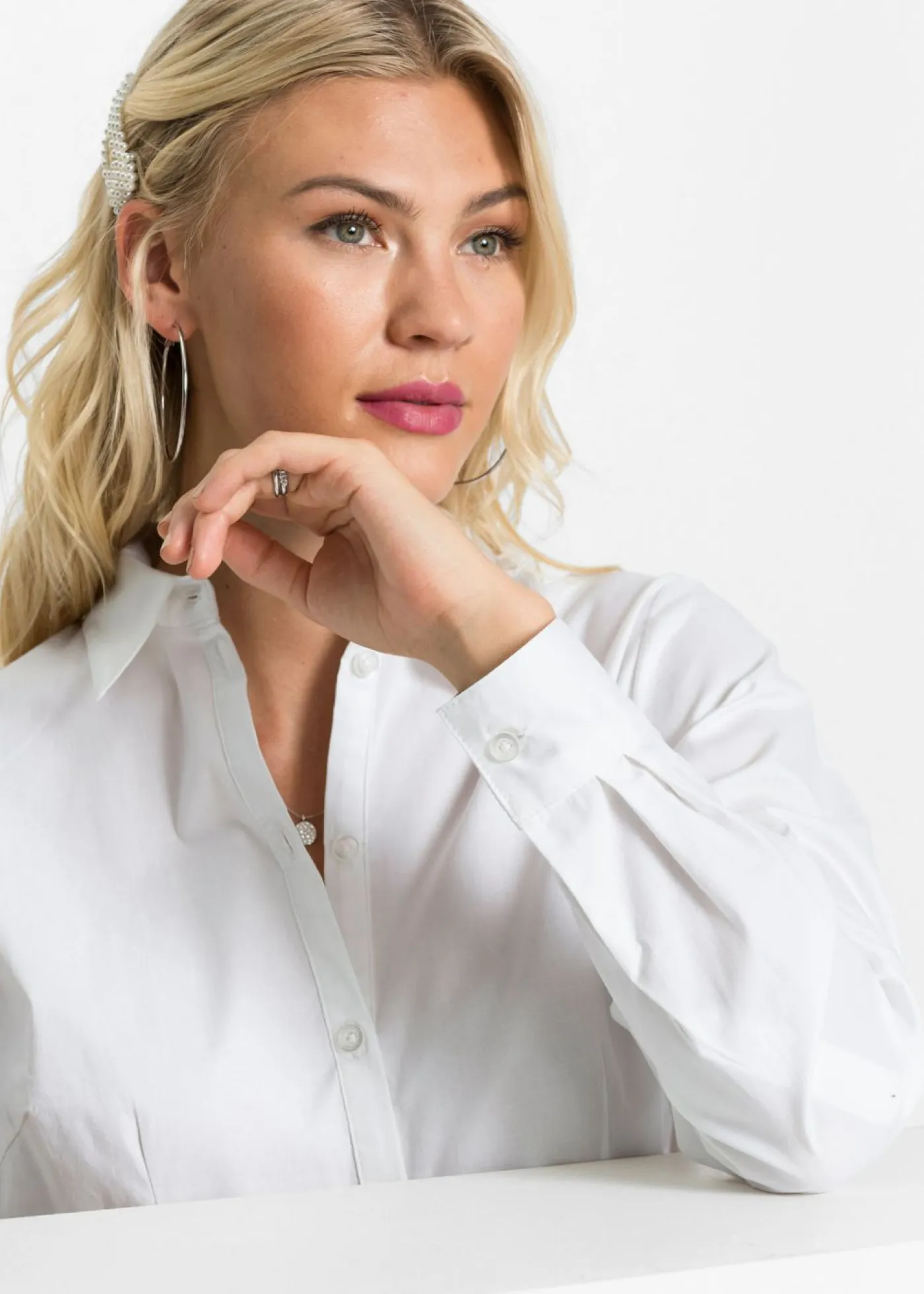 bonprix bonprix Camisas Y Blusas>Blusa larga con volante Blanco