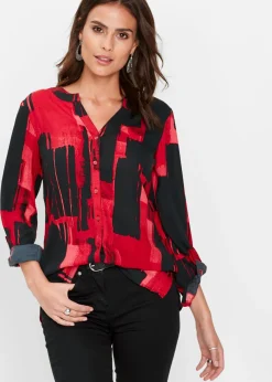 Mujer bonprix bonprix Blusa larga de gasa con estampado