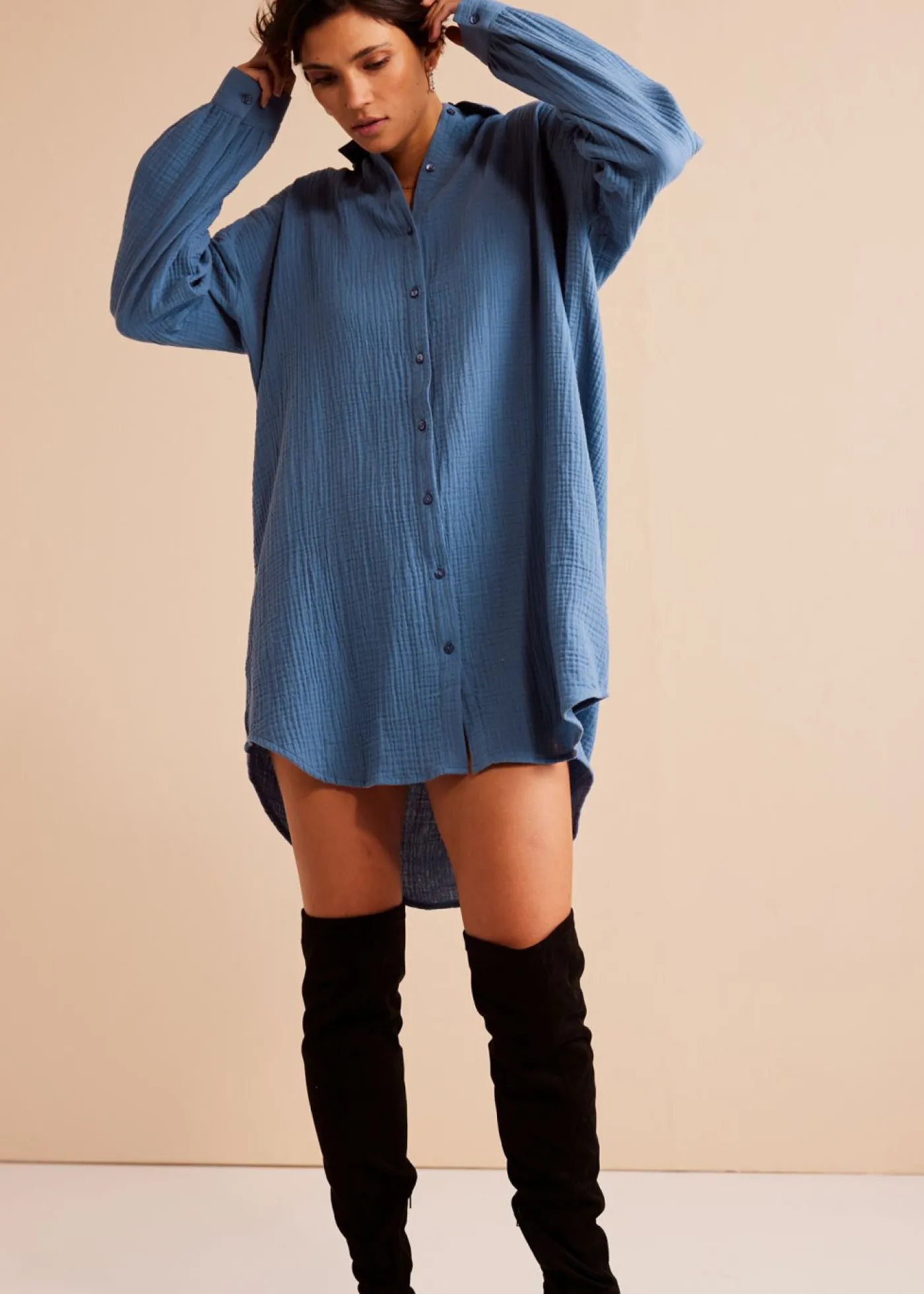 Mujer bonprix bonprix Blusa larga de muselina con corte holgado