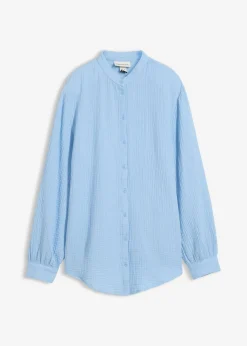 bonprix bonprix Camisas Y Blusas|Novedades>Blusa larga de muselina ligera Azul claro