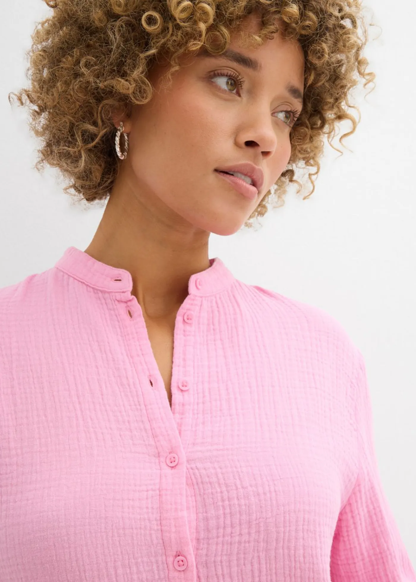 bonprix bonprix Camisas Y Blusas|Novedades>Blusa larga de muselina ligera Rosa