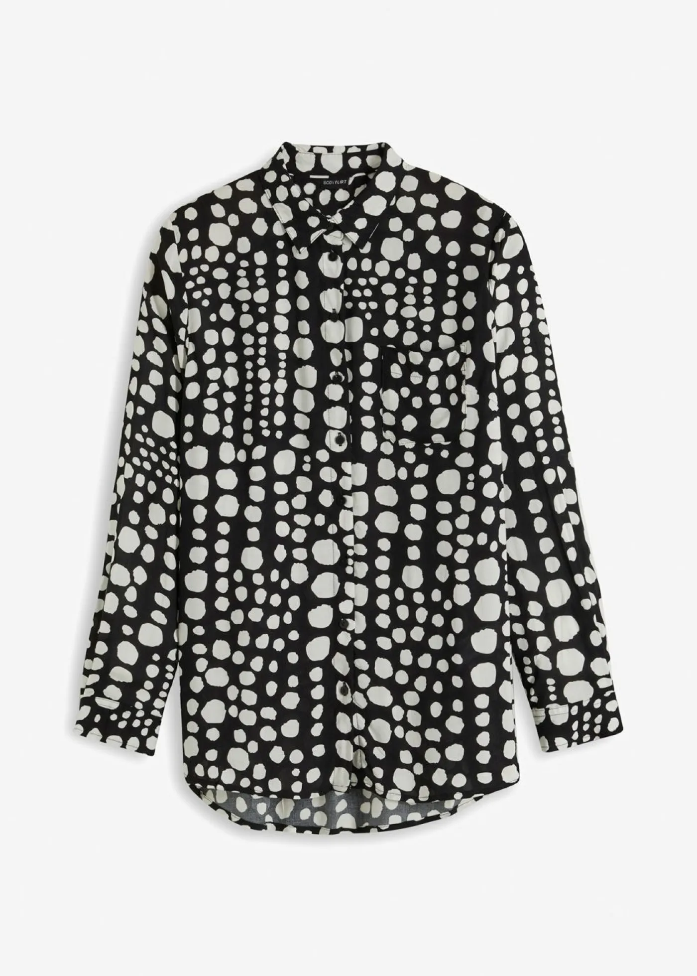 bonprix bonprix Camisas Y Blusas>Blusa larga estampada de viscosa fluida negro / crema suave topos