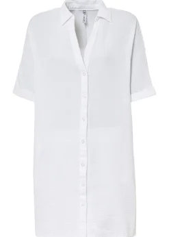 bonprix bonprix Camisas Y Blusas|Novedades>Blusa larga holgada de muselina suave Blanco