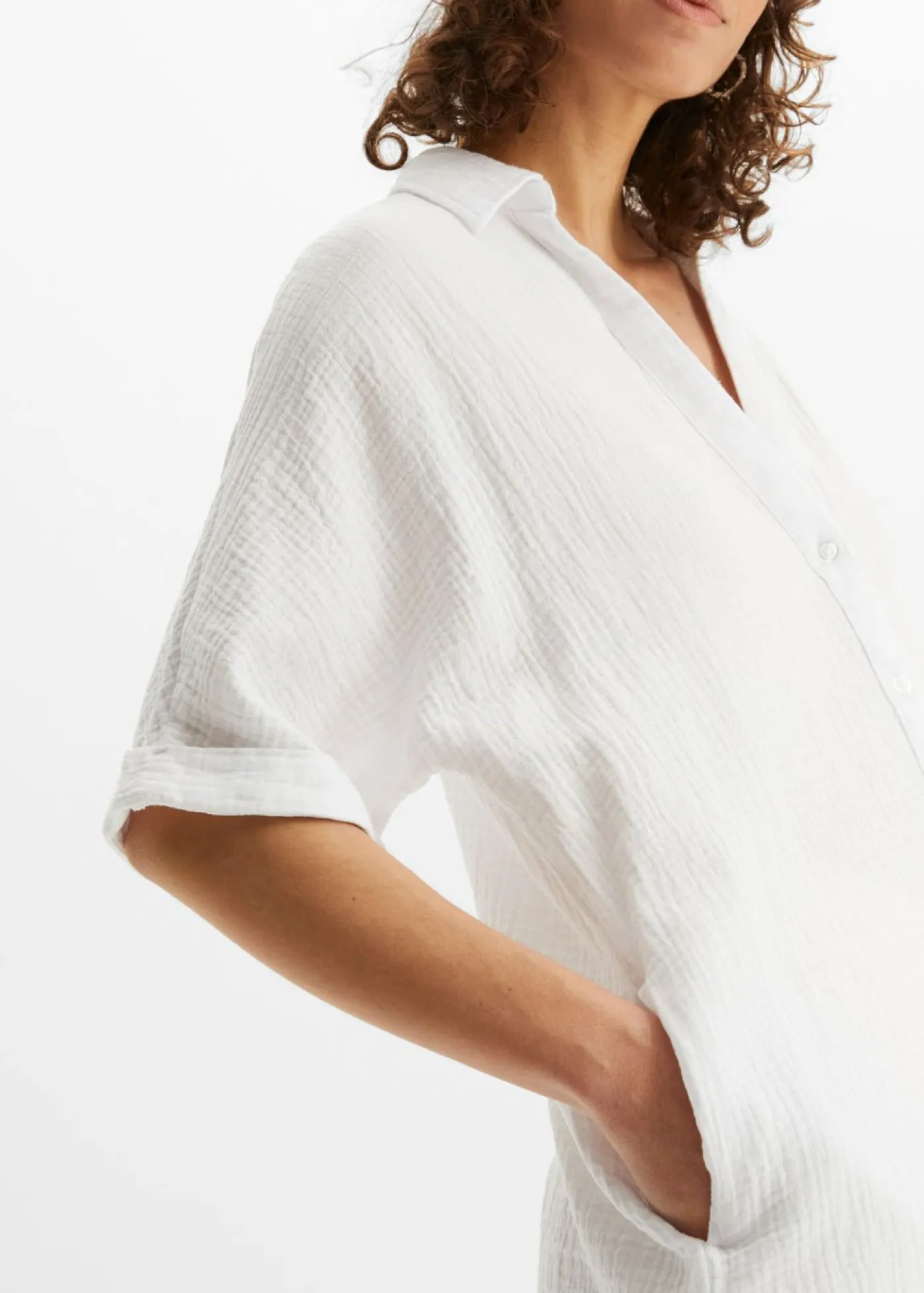 bonprix bonprix Camisas Y Blusas|Novedades>Blusa larga holgada de muselina suave Blanco