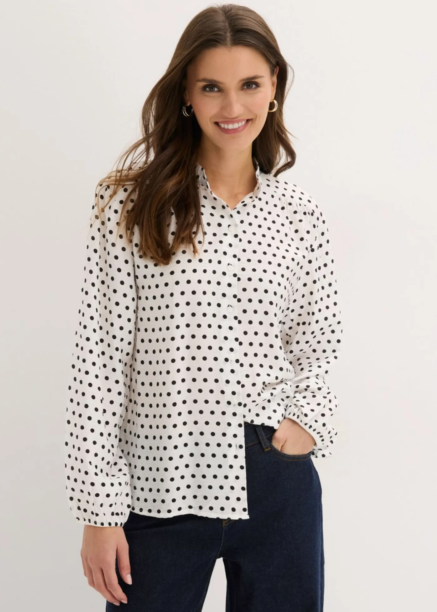 bonprix bonprix Camisas Y Blusas>Blusa oversize blanco lana topos