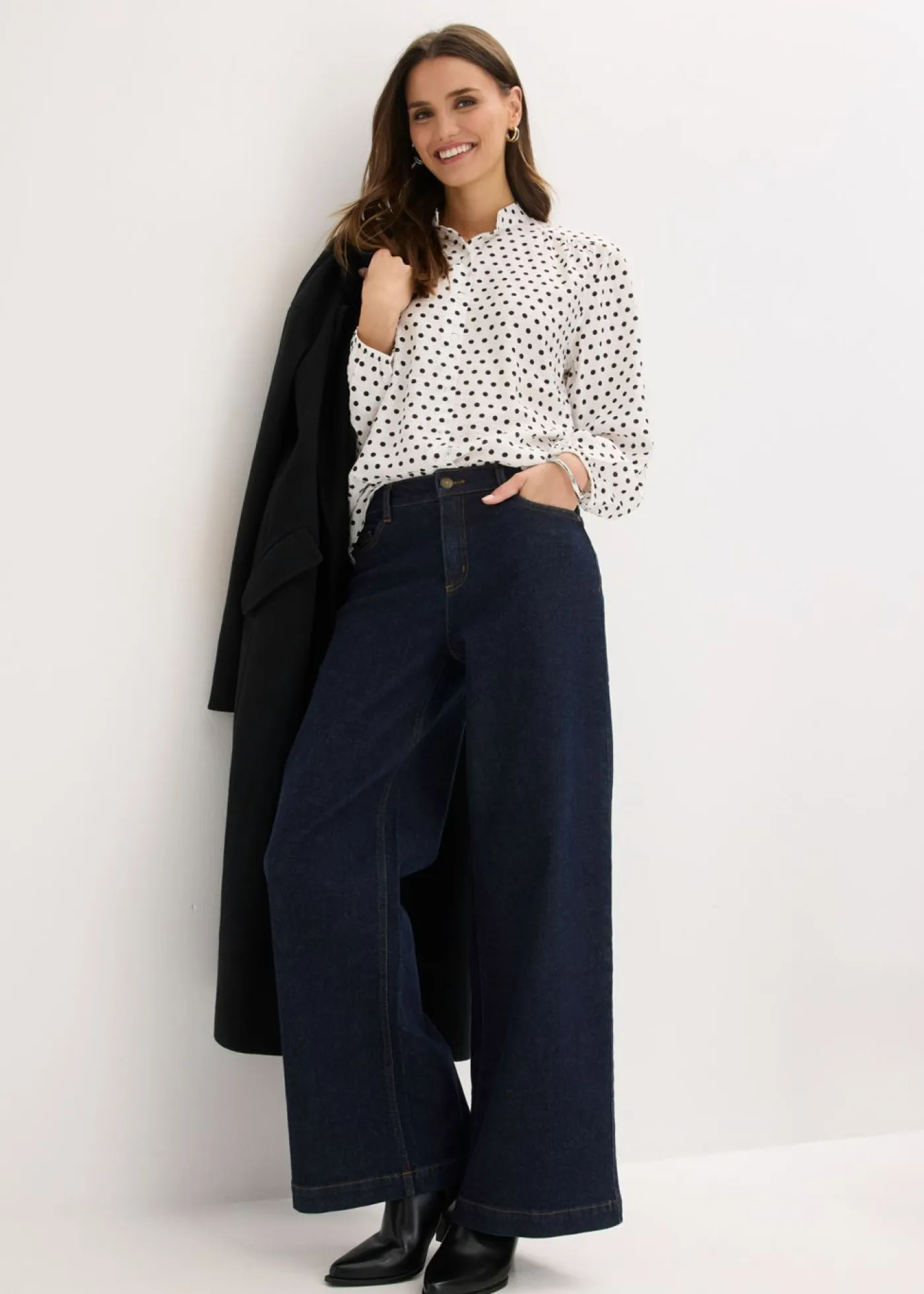 bonprix bonprix Camisas Y Blusas>Blusa oversize blanco lana topos