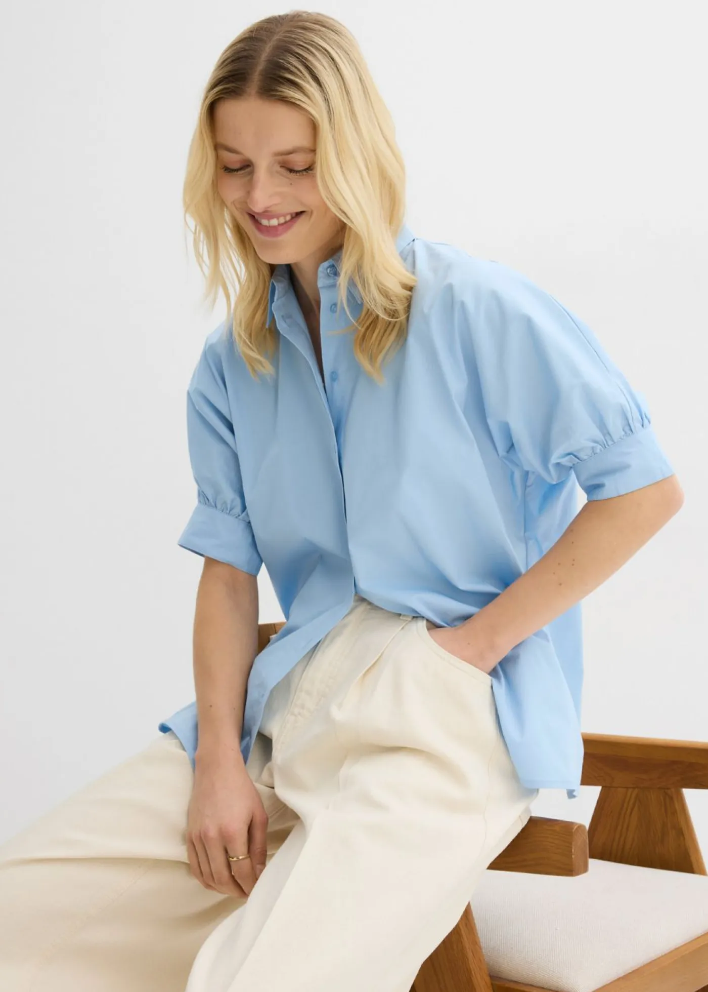 bonprix bonprix Esenciales|Camisas Y Blusas>Blusa oversize Azul claro