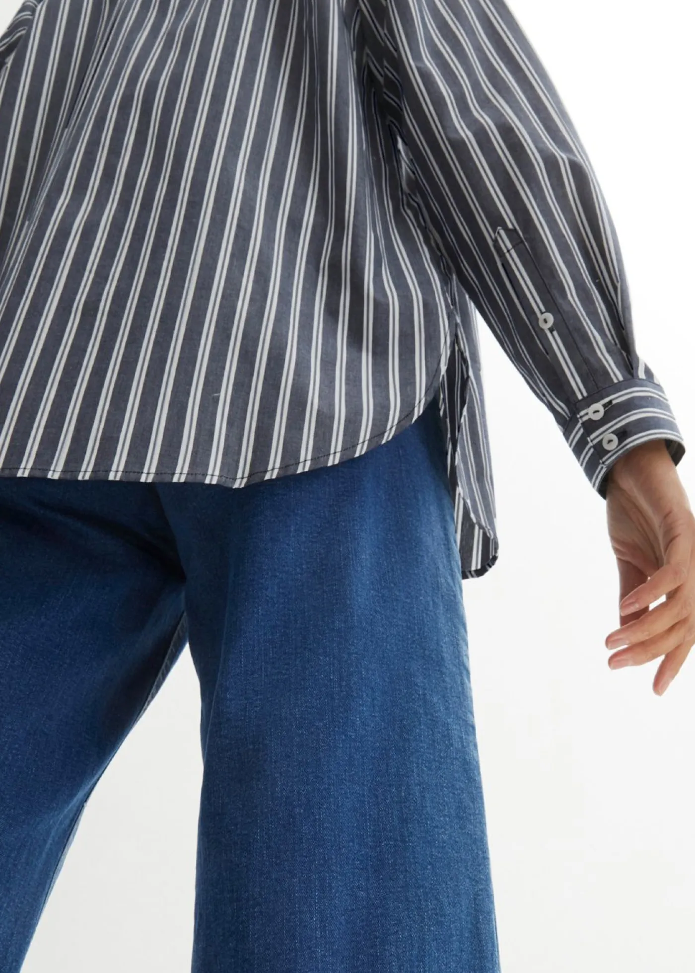 bonprix bonprix Camisas Y Blusas>Blusa oversize de algodón puro azul marino con rayas