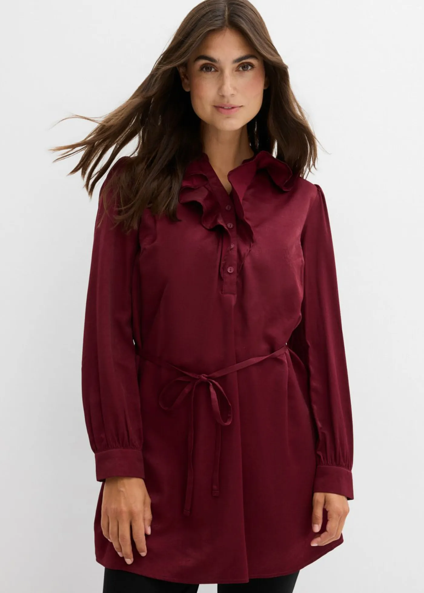 bonprix bonprix Premamá>Blusa premamá de satén fluido mora oscuro