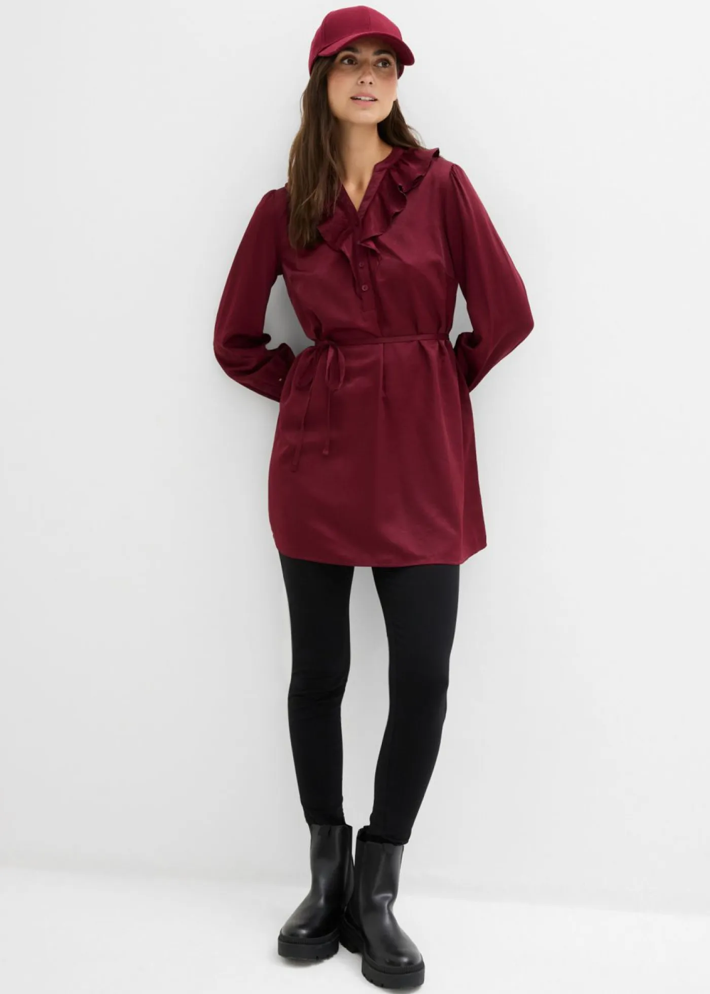 bonprix bonprix Premamá>Blusa premamá de satén fluido mora oscuro