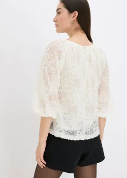 Mujer bonprix bonprix Blusa sin cierre con estampado floral texturizado