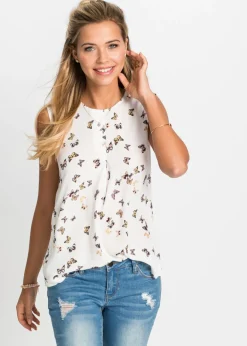 bonprix bonprix Camisas Y Blusas|Camisetas>Blusa sin mangas Blanco estampado