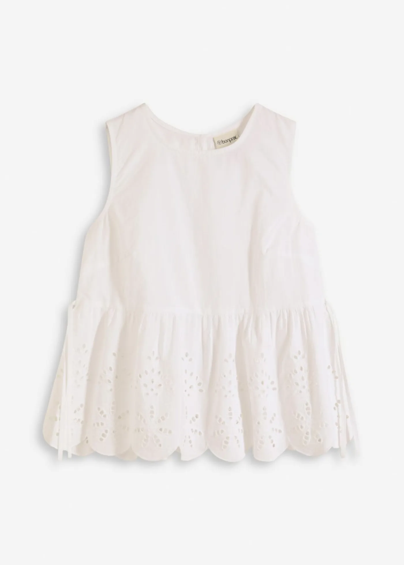 Mujer bonprix bonprix Blusa sin mangas con abertura y bordado calado