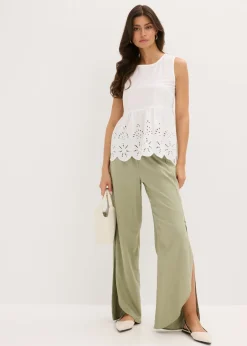 Mujer bonprix bonprix Blusa sin mangas con abertura y bordado calado