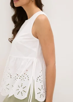 Mujer bonprix bonprix Blusa sin mangas con abertura y bordado calado