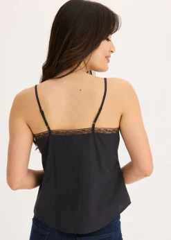 Mujer bonprix bonprix Blusa sin mangas de algodón puro con bordado calado