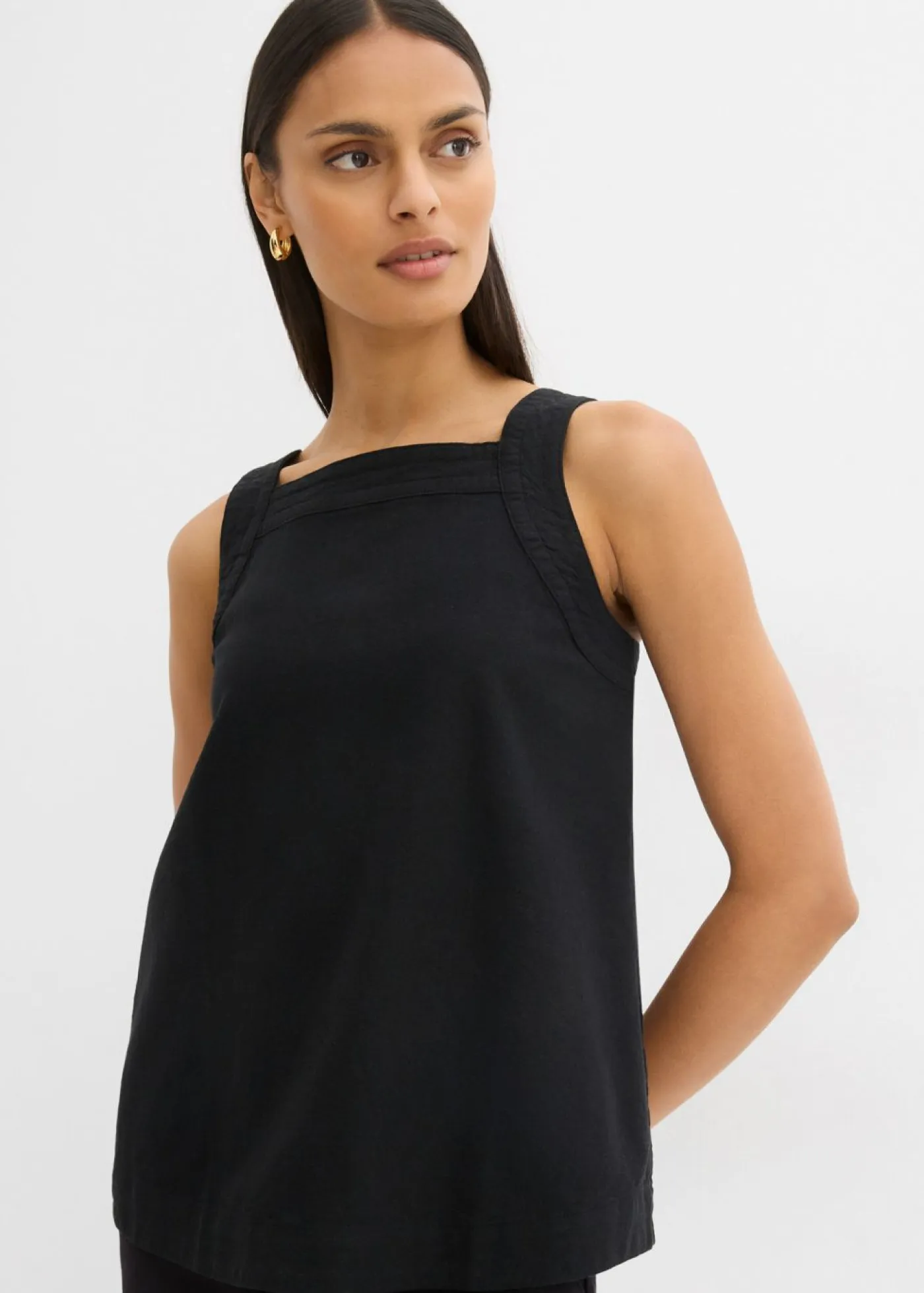 bonprix bonprix Esenciales|Camisas Y Blusas>Blusa sin mangas de mezcla de viscosa con detalle de lazo en la parte trasera Negro