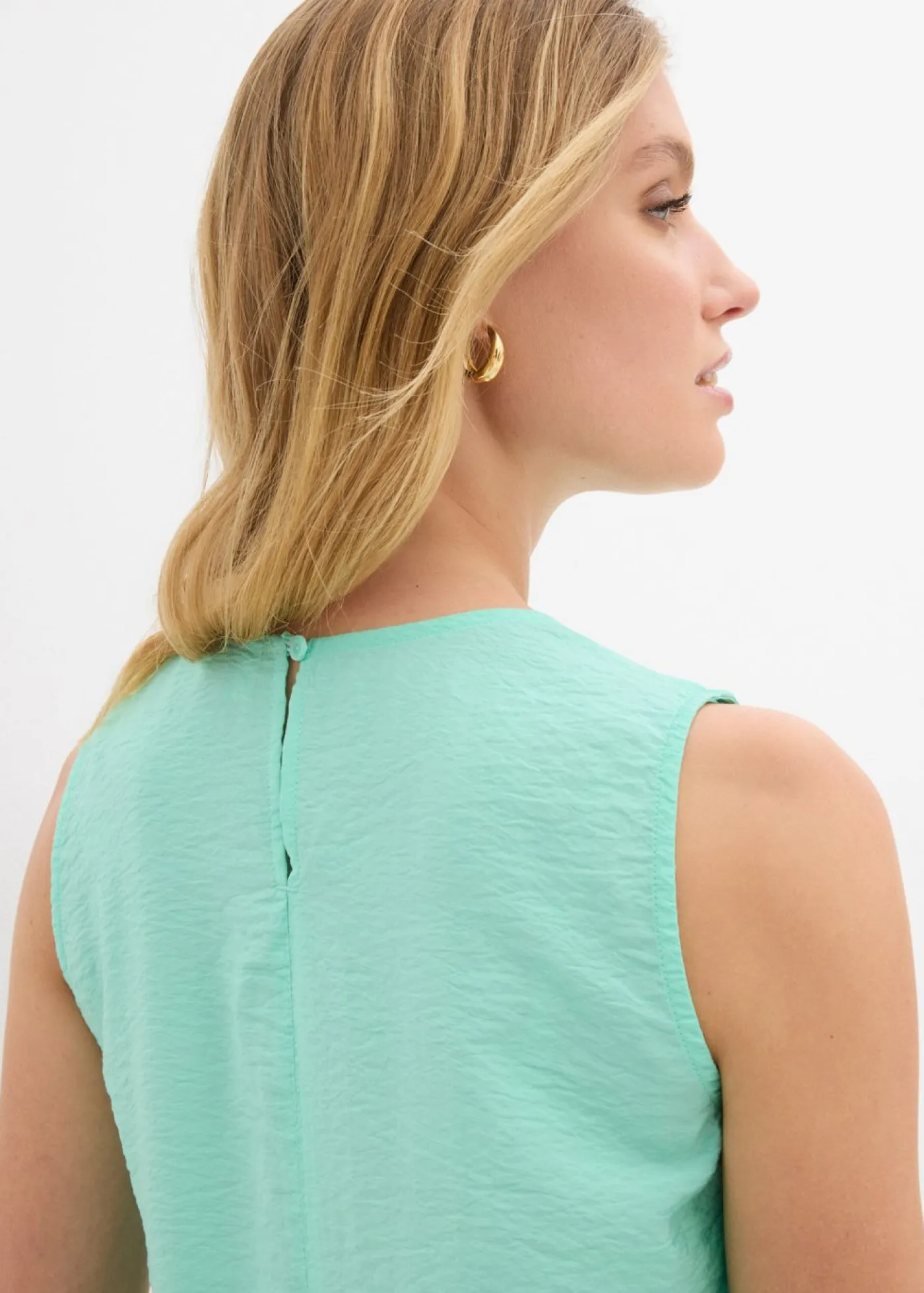 bonprix bonprix Camisas Y Blusas|Camisetas>Blusa sin mangas de mezcla de viscosa fluida Azul mentol