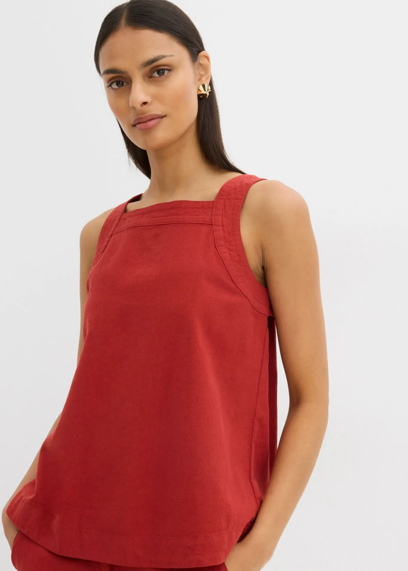 Mujer bonprix bonprix Blusa sin mangas de mezcla de viscosa con detalle de lazo en la parte trasera