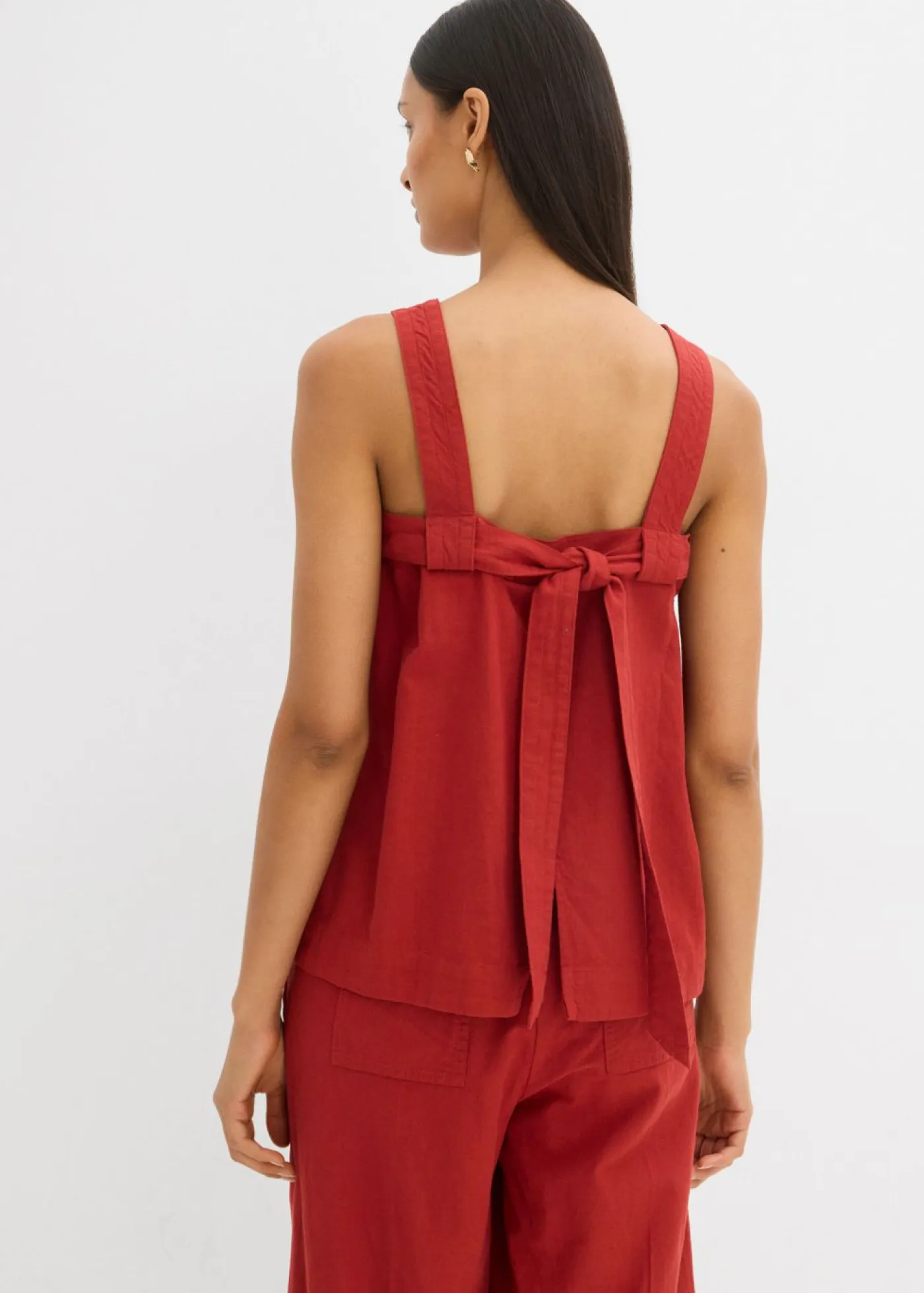 Mujer bonprix bonprix Blusa sin mangas de mezcla de viscosa con detalle de lazo en la parte trasera