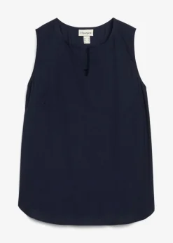 bonprix bonprix Camisas Y Blusas|Camisetas>Blusa sin mangas de viscosa suave Azul marino