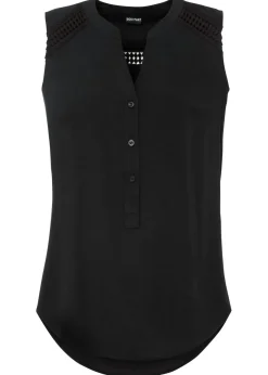 bonprix bonprix Camisas Y Blusas|Camisetas>Blusa sin mangas de viscosa pura Negro