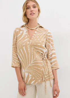 Mujer bonprix bonprix Blusa tipo kimono con aspecto de lino