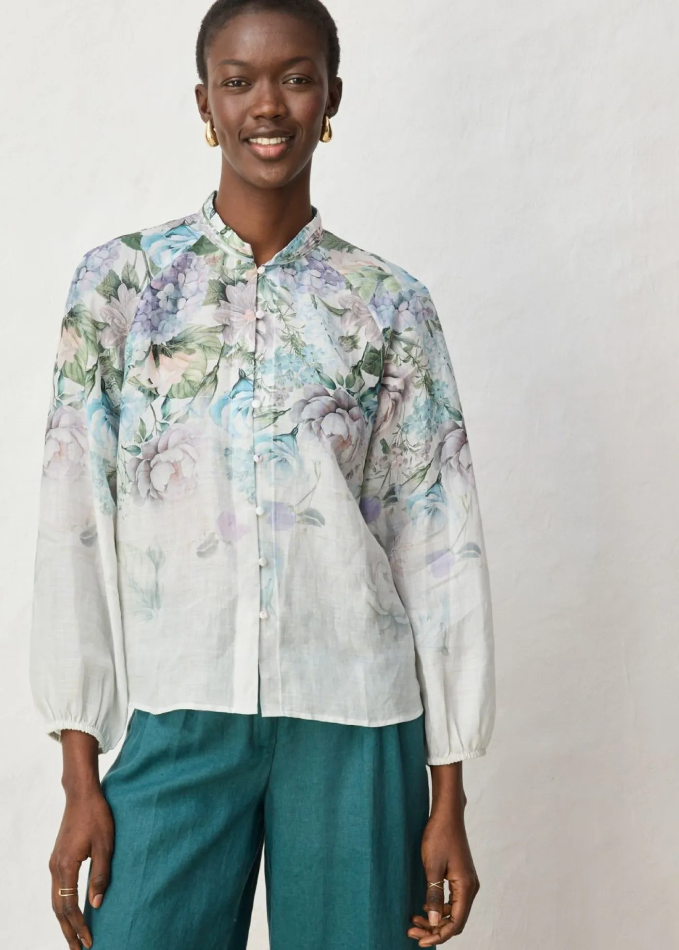 bonprix bonprix Premium|Camisas Y Blusas>Blusa tipo túnica Lila empolvado de flores