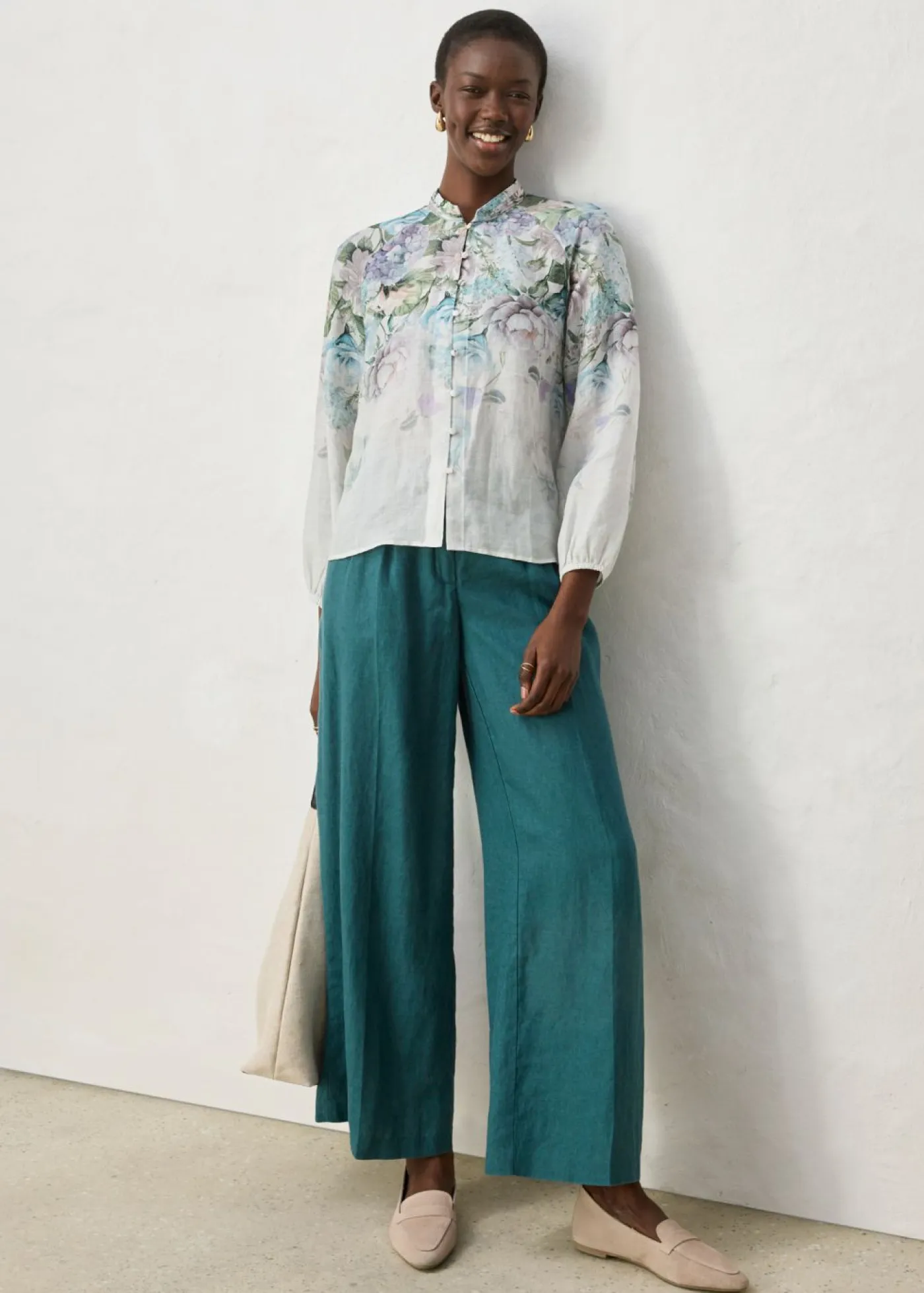 bonprix bonprix Premium|Camisas Y Blusas>Blusa tipo túnica Lila empolvado de flores