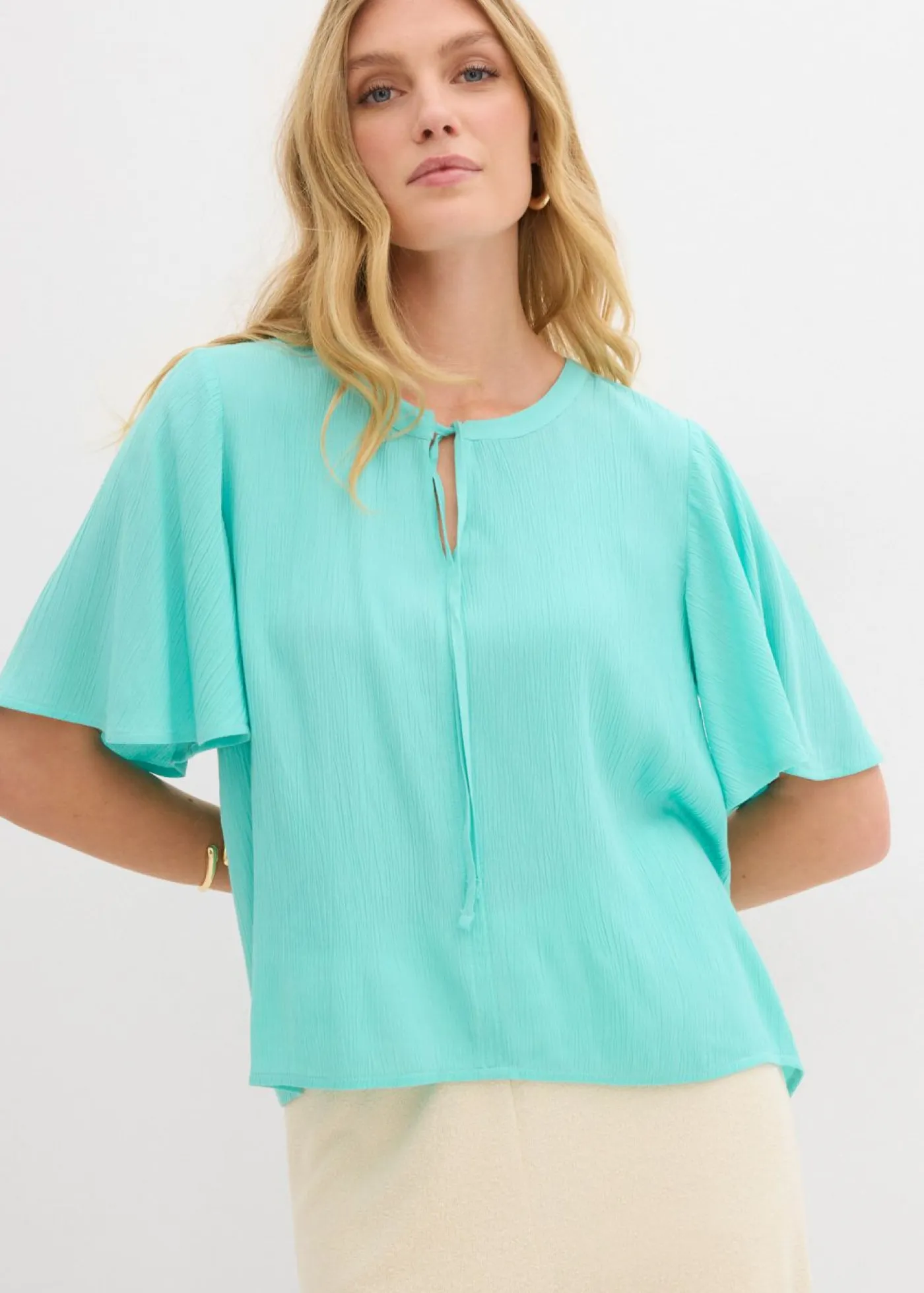 bonprix bonprix Camisas Y Blusas>Blusa tipo túnica con mangas de murciélago Azul mentol
