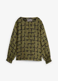 bonprix bonprix Camisas Y Blusas>Blusa tipo túnica con mangas de murciélago Verde oliva oscuro-negro