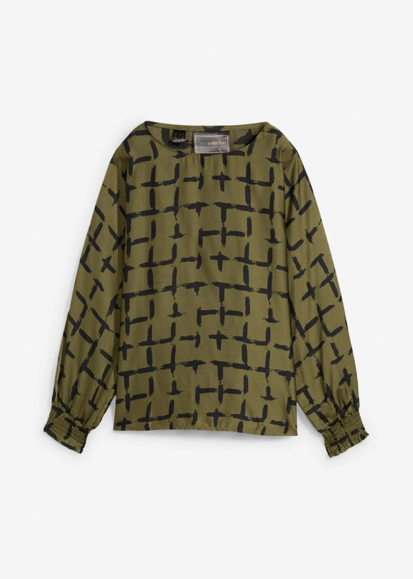 bonprix bonprix Camisas Y Blusas>Blusa tipo túnica con mangas de murciélago Verde oliva oscuro-negro