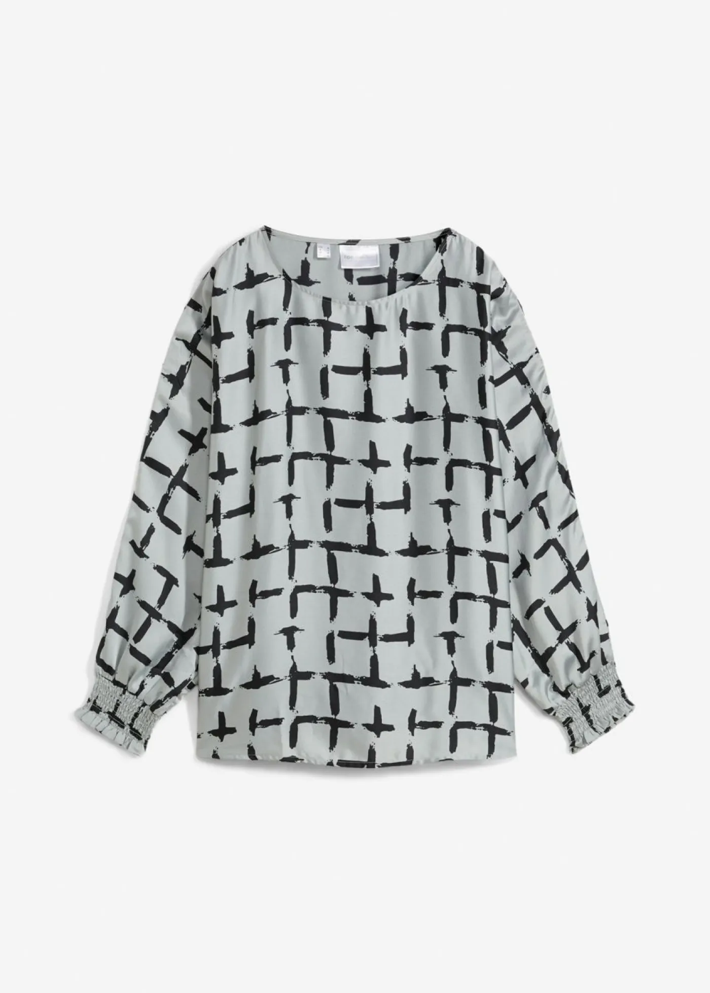 bonprix bonprix Camisas Y Blusas>Blusa tipo túnica con mangas de murciélago gris plata-negro