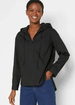 bonprix bonprix Camisas Y Blusas>Blusa tipo túnica de algodón orgánico puro Negro